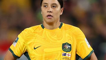 Sam Kerr pictured in action for the Matildas during the FIFA Women&#x27;s World Cup