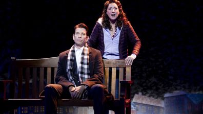 Andy Karl and Elise McCann in Groundhog Day The Musical at the Princess Theatre in Melbourne.