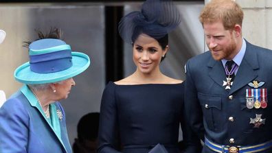 Queen Elizabeth with Meghan and Harry.