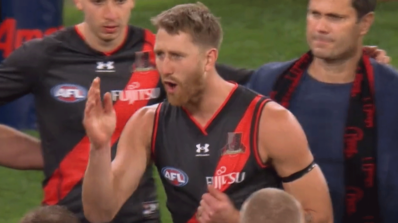 'As symbolic as it gets': Essendon skipper's rousing address to current stars and greats