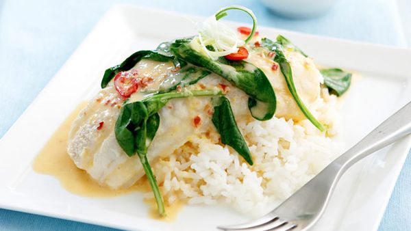 Coconut poached fish for $10