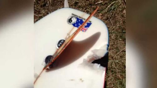 The damaged surfboard. (Facebook)