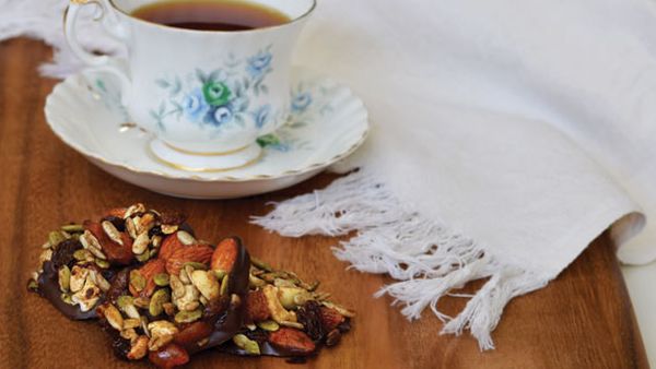 Chocolate fruit and nut clusters