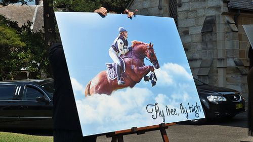 A photograph is seen at the funeral service for equestrian rider Olivia Inglis at St Jude's Church Randwick, Sydney. (AAP)