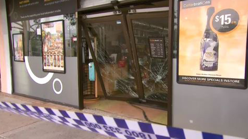 A car has reversed through the front doors of a liquor store in an early morning ramraid in Melbourne’s south-east.