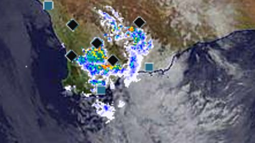 The Bureau of Meteorology radar shows rain over Western Australia. (BoM)