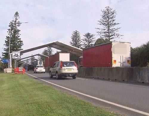 A general photo of the Tweed Heads border where Mostafa Baluch was captured. No truck pictured was involved in carrying Mr Baluch.