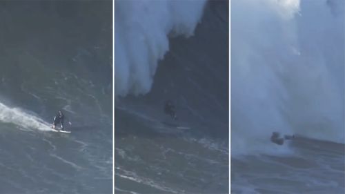 British surfer Andrew Cotton narrowly escaped death after becoming caught in a monster wave. (Kleber Pires)