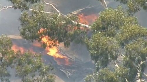 The fire is burning north of Kyneton. (9NEWS)