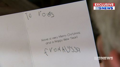 A card to Mr Belsham from his hidden passenger. (9NEWS)