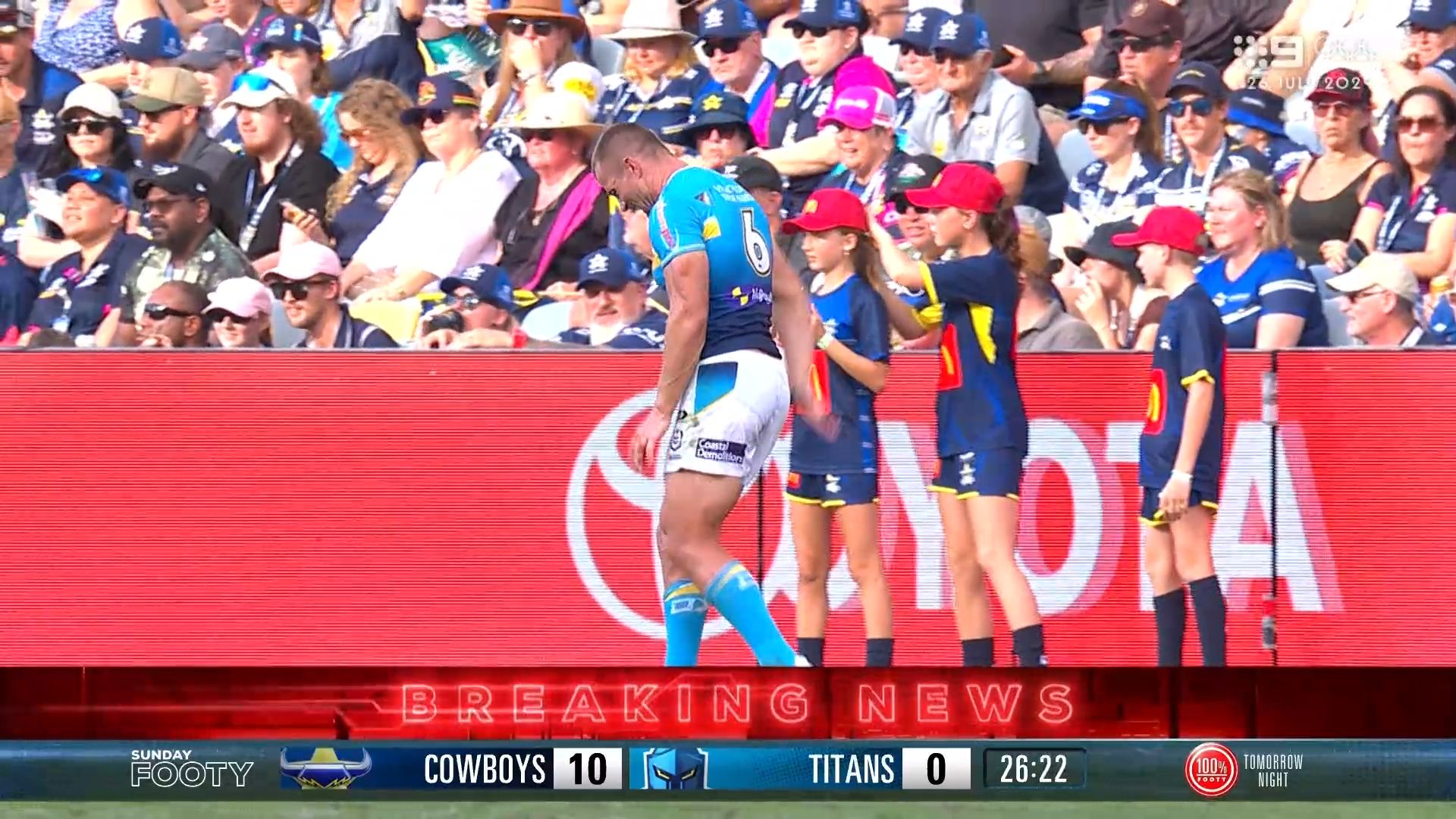Kieran Foran leaves field in first half with ankle injury as Cowboys polish off Titans