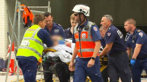 The man in his mid 30s was taken to Royal North Shore Hospital in a serious but stable condition.