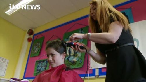 Tallulah had her hair shaved in front of her classmates. (ITV Central News)