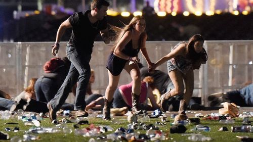 More than 700 people were injured when Paddock rained down bullets on the Route 91 music festival. (AAP)
