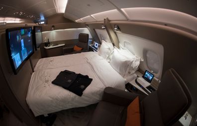 Singapore Airlines first class suite with double bed