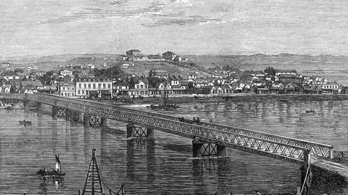 A view of the Whanganui River in 1872.