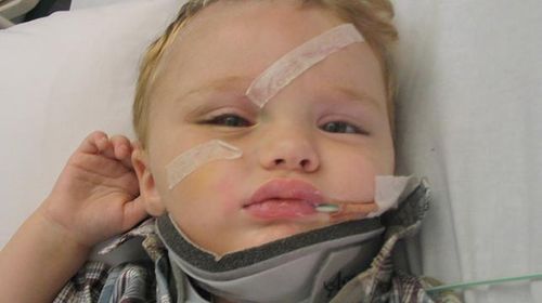 Layton in hospital after the crash. (Supplied)