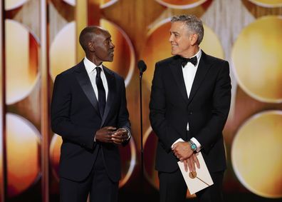 Don Cheadle, George Clooney at the 83rd Annual Golden Globes held at The Beverly Hilton on January 11, 2026 in Beverly Hills, California. (Photo by Rich Polk/2026GG/Penske Media via Getty Images)