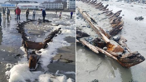 'Bomb cyclone' uncovers shipwreck from 1700s