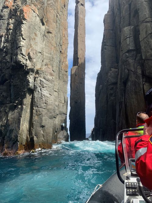 The climber fell 10 metres from 'The Candlestick' and had to be winched to safety by helicopter.