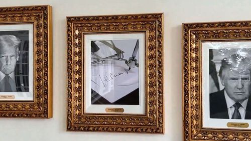 A Assistente Especial do Presidente e Conselheira de Comunicações Margo Martin compartilhou um vídeo do novo "Calçada da Fama Presidencial" com a foto de um autopen para representar o presidente Joe Biden.