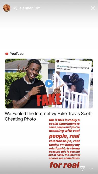 Kylie Jenner, Travis Scott, cheating scandal, fake photos, comment