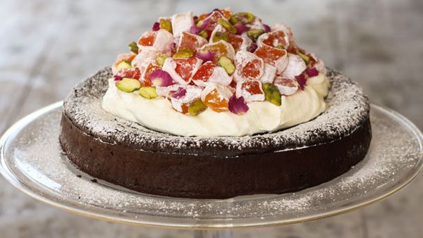 Turkish delight flourless chocolate cake