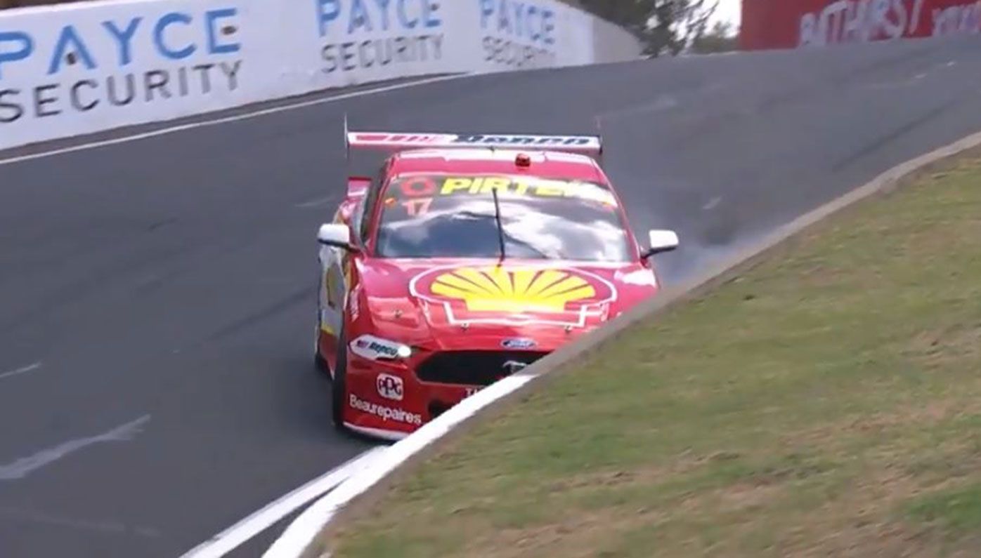 Scott McLaughlin hits the wall during practice for the Bathurst 1000.