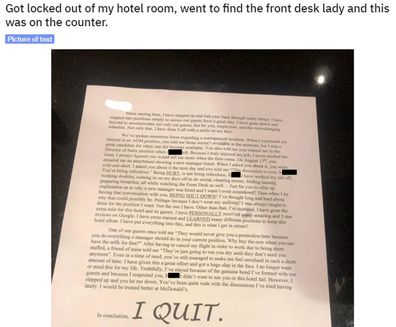 Hotel resignation letter post