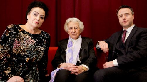 Holocaust survivor Anita Lasker-Wallfisch (centre), her daughter Maya Jacobs Lasker-Wallfisch, and her grandson Simon Wallfisch. Maya and Simon are two of thousands of Jews in Britain who have applied for restoration of German citizenship stripped from their ancestors by the Nazis during the Third Reich.
