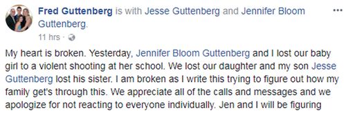 Fred Guttenberg's emotional message about the death of  his “baby girl” Jaime. (Facebook)