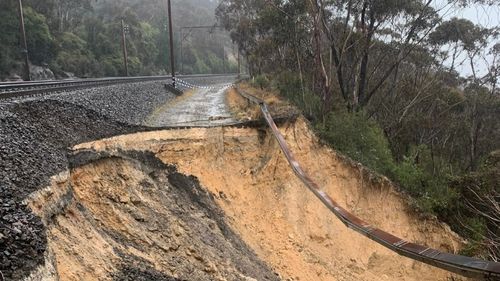 A landslide has stopped trains in the NSW Blue Mountains.