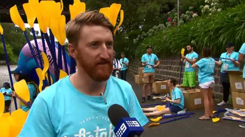 Event organiser Courtney Carthy said his idea for the Inflatable Regatta began eight years ago. (9NEWS)