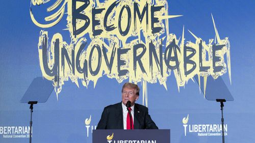 Republican presidential candidate former President Donald Trump speaks at the Libertarian National Convention at the Washington Hilton in Washington, Saturday, May 25, 2024. 
