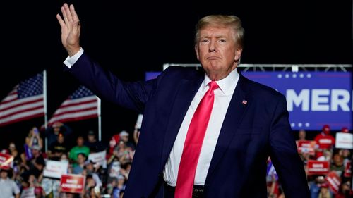 Donald Trump waves at the crowd during an event on August 5 in Wisconsin.