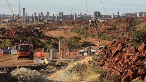 Woodside Petroleum's Pluto development on Murujuga, Western Australia, in June 2008.