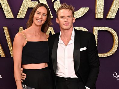 Emma McKeon and Cody Simpson at the 2025 AACTA Awards on February 7, 2025 in Gold Coast, Australia.