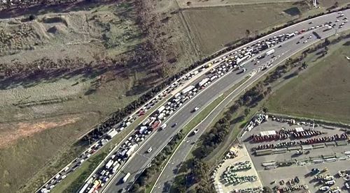 Traffic was backed up for kilometres following the fatal crash. 