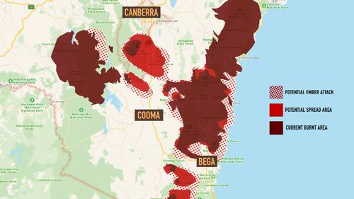 The potential risk for fires spreading is higher due to strong winds and high temperatures.