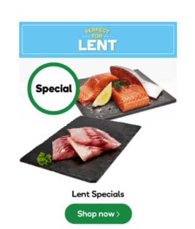 Woolworths fish specials for Lent