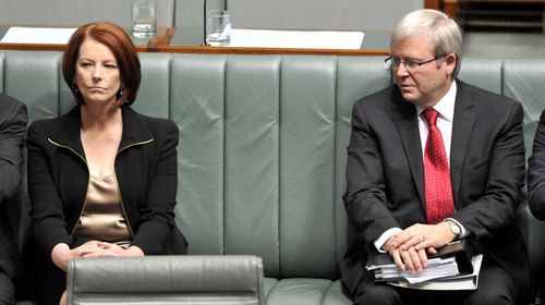 Julia Gillard and Kevin Rudd in parliament. (AAP)