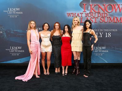 LOS ANGELES, CA - July 14: (LR) Madelyn Cline, Chase Sui Wonders, Jennifer Love Hewitt, Jennifer Kaytin Robinson, Sarah Pidgeon and Gabriette Bechtel attended the premiere of Columbia Pictures, 