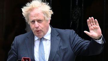 Prime Minister Boris Johnson departs 10 Downing Street for PMQs on May 25, 2022 in London, England.  