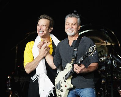 Van Halen, band, singer David Lee Roth, guitarist Eddie Van Halen, on stage, perform