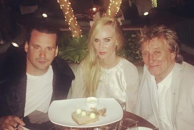 Kimberly Stewart with brother Sean and dad Rod Stewart.