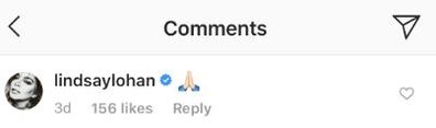 Lindsay Lohan, Liam Hemsworth, comment, Instagram