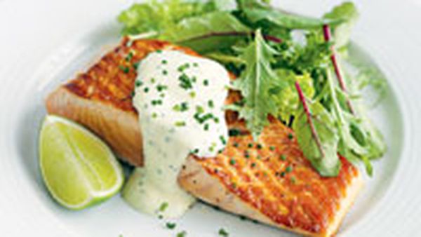 Salmon with lime cr&egrave;me fra&icirc;che
