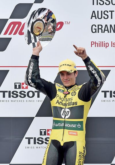 Spaniard Maverick Vinales claimed the Moto2 title. (AAP)