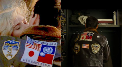 In the trailer of "Top Gun: Maverick," two jacket patches that had originally shown the Japanese and Taiwanese flags (left) appeared to have been swapped out and replaced with two ambiguous symbols in the same colour scheme. This was highlighted by journalist @markmackinnon on Twitter.