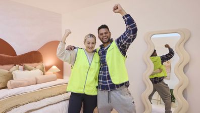 EMBARGO Sunday 10/8/2025 8:40PM The Block 2025 Week 2 Kids&#x27; Bedroom Room Reveal Britt and Taz House 3
